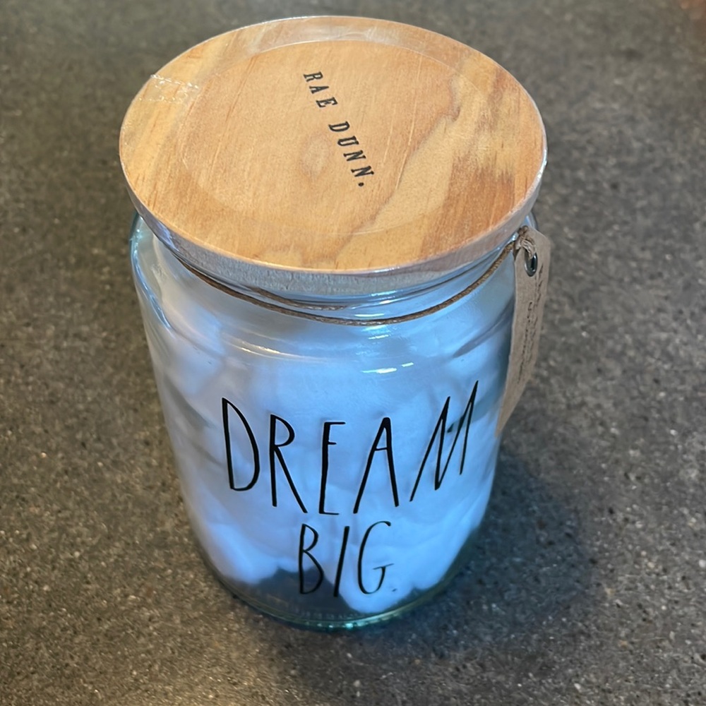 Rae Dunn Dream Big cotton jar nwt
